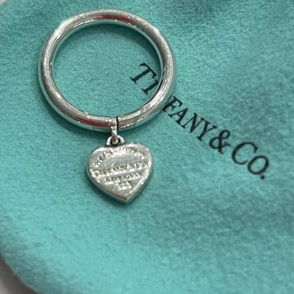 Authentic Tiffany heart charm ring size 7